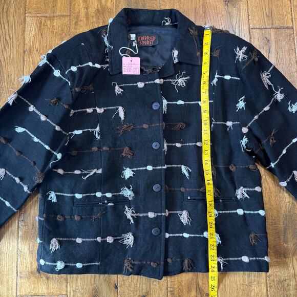 VTG Kindred Spirit Tassel Blazer Jacket XL Earth Tones Woven Fringe Boho NWT - Picture 3 of 6